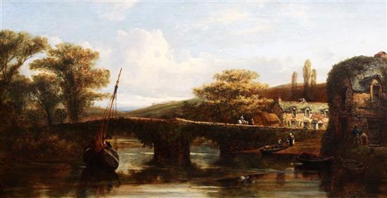 William Pitt (1855-1918) Notter Bridge, Cornwall on the St Germans, 16 x 30in.